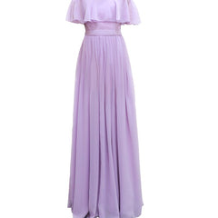 Light Purple Chiffon Off Shoulder Long Bridesmaid Dress, Elegant Party Dress
