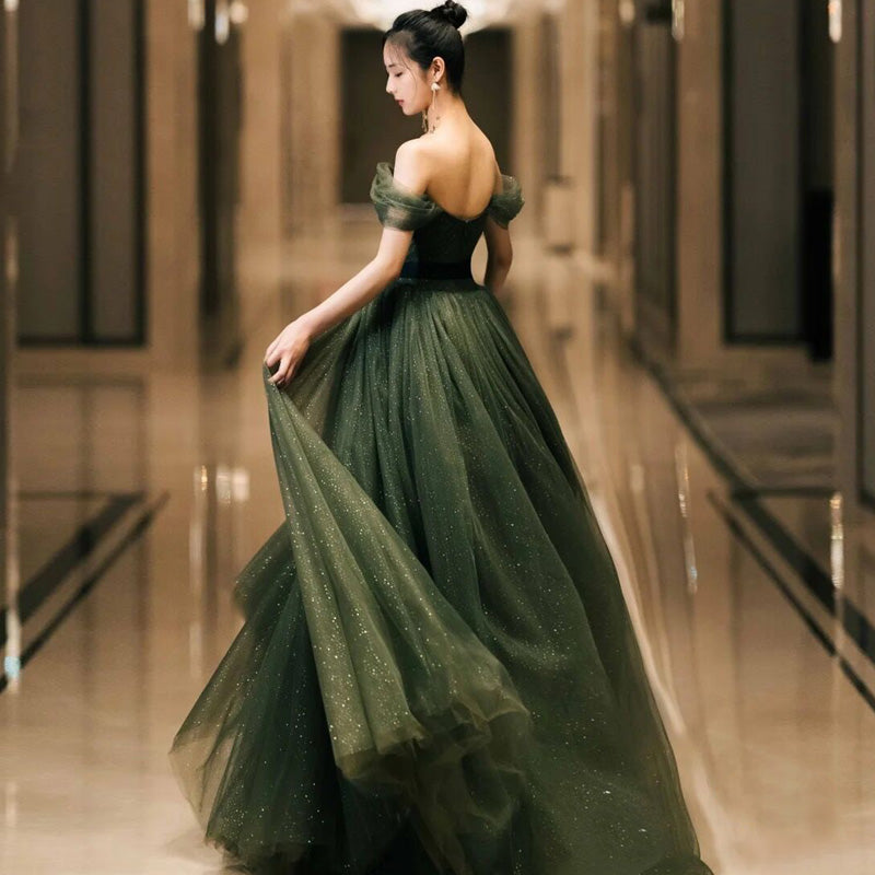 Dark Green Sweetheart Off Shoulder Long Formal Gown, Green Sweet 16 Dr Cutedressy Dark Green Sweetheart Off Shoulder Long Formal Gown, Green Sweet 16 Dr Cutedressy