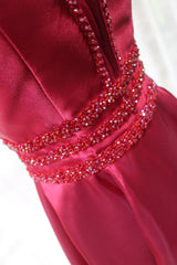 Beautiful Dark Red Satin V-neckline Party Dress, Charming Short Homecoming Dress