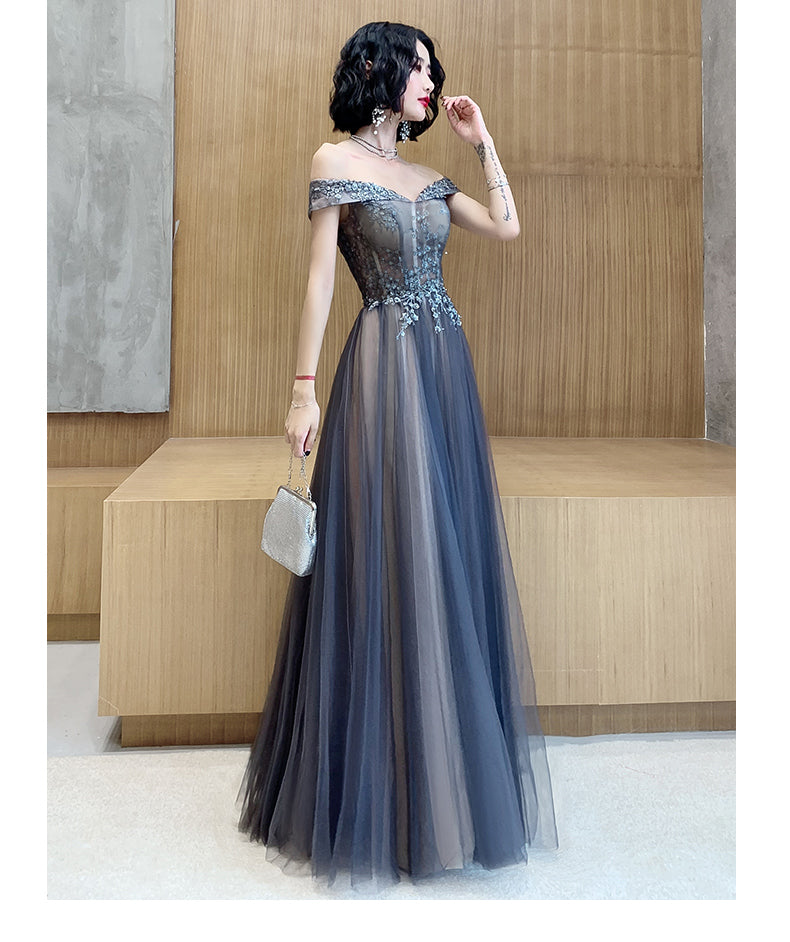 grey lace formal dress Strapless Gray Lace long Prom Dress, Open Back Gray Formal Dress, Grey Eip Collection