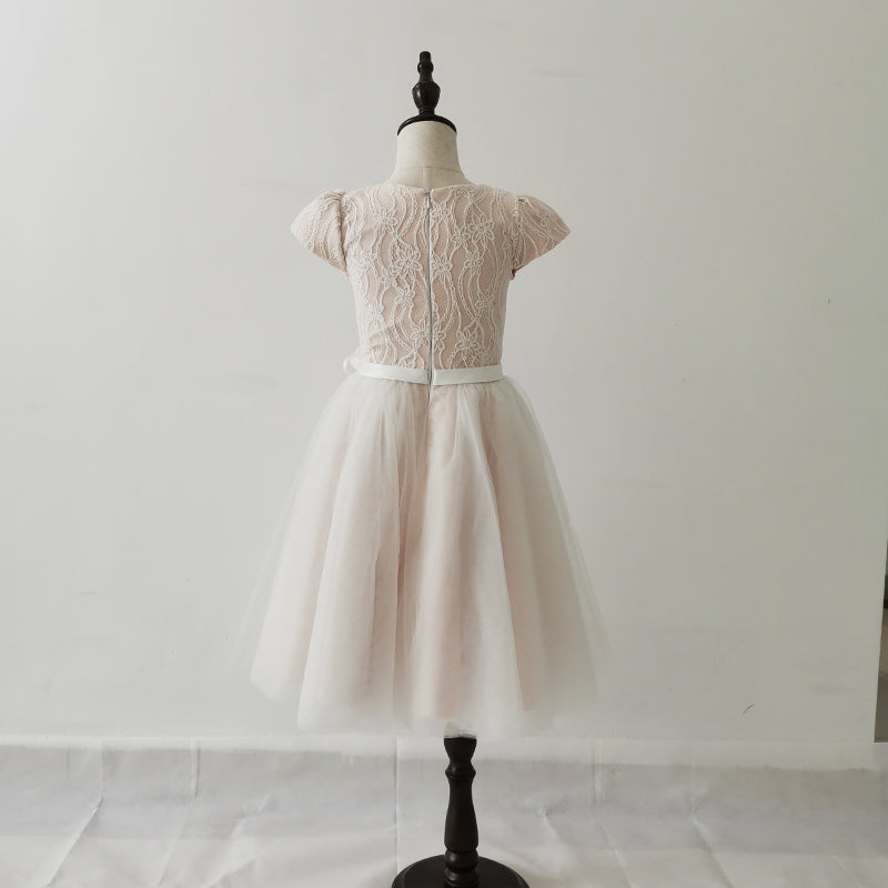 Lovely Pink Tulle Lace Flower Girl Dresses, Cute Flower Girl Dress