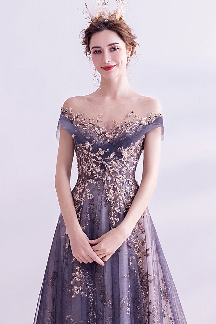 Beautiful Purple Lace and Tulle Long Evening Dress Prom Dress, A-line – Cutedressy Beautiful Purple Lace and Tulle Long Evening Dress Prom Dress, A-line – Cutedressy