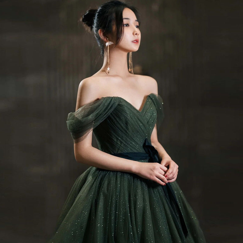 Green wrap dress | Buy A-line wrap dress online | Kalpané