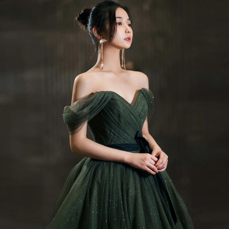 Dark Green Sweetheart Off Shoulder Long Formal Gown, Green Sweet 16 Dr Cutedressy Dark Green Sweetheart Off Shoulder Long Formal Gown, Green Sweet 16 Dr Cutedressy
