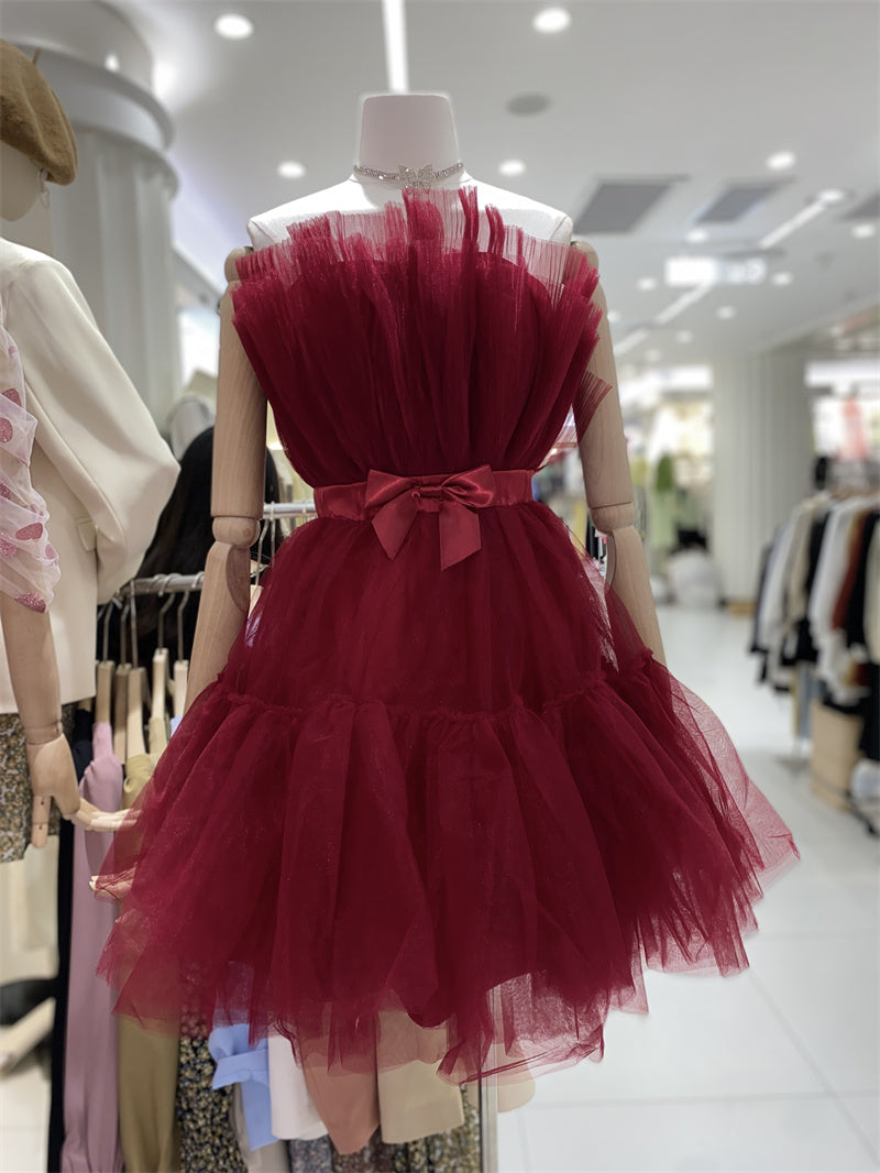 Cute Short Blue Tulle Party Dress with Bow, Lovely Formal Dresses Home Cutedressy Cute Short Blue Tulle Party Dress with Bow, Lovely Formal Dresses Home Cutedressy