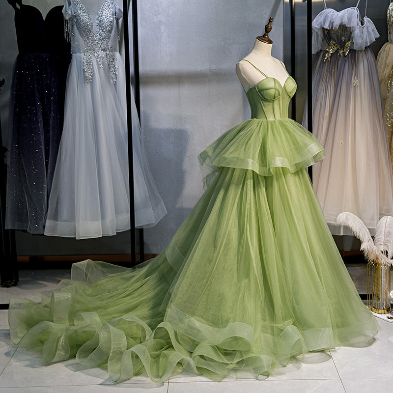 Gorgeous Light Green Sweetheart Tulle Formal Dress, Sweet 16 Gown Quinceanera Dress