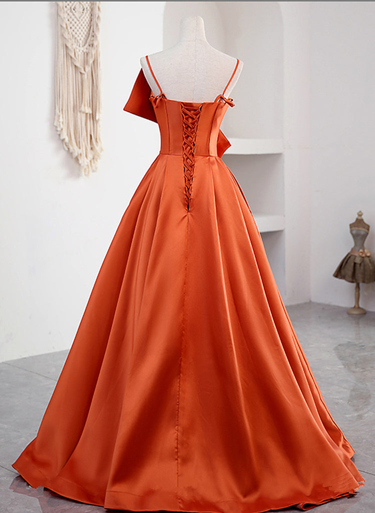 Beautiful Orange Slim Strapless Satin Hip-hugging Prom Dress Evening Dress cc4837 main image 1