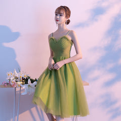 Light Green Tulle Sweetheart Knee Length Party Dress, Green Homecoming Dress