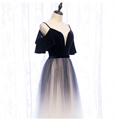 Charming Gradient Tulle with Velvet Long Party Dress, Bridesmaid Dress