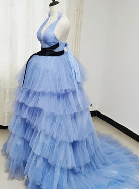 Beautiful Layers V-neckline Tulle Long Formal Dresses, Charming Party Dresses Evening Dress
