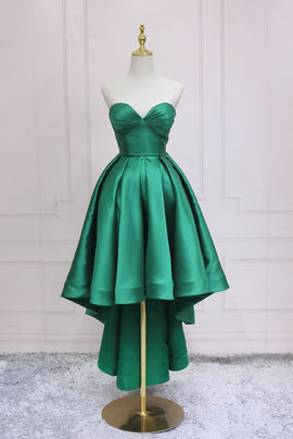 Green Satin Fashionable High Low Party Dress Homecoming Dress, Green Prom Dress Formal Dress
