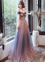 Unique Gradient Sweetheart Long Formal Dress, Off Shoulder Eevning Dress Prom Dress