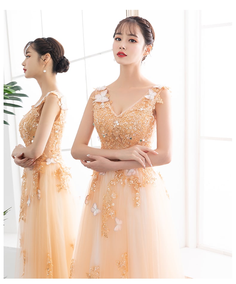 Charming A-line Tulle Light Champagne Party Dress, Junior Prom Dress