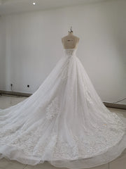 Beautiful Handmade Straps Lace Tulle Wedding Dress, Long Bridal Gown