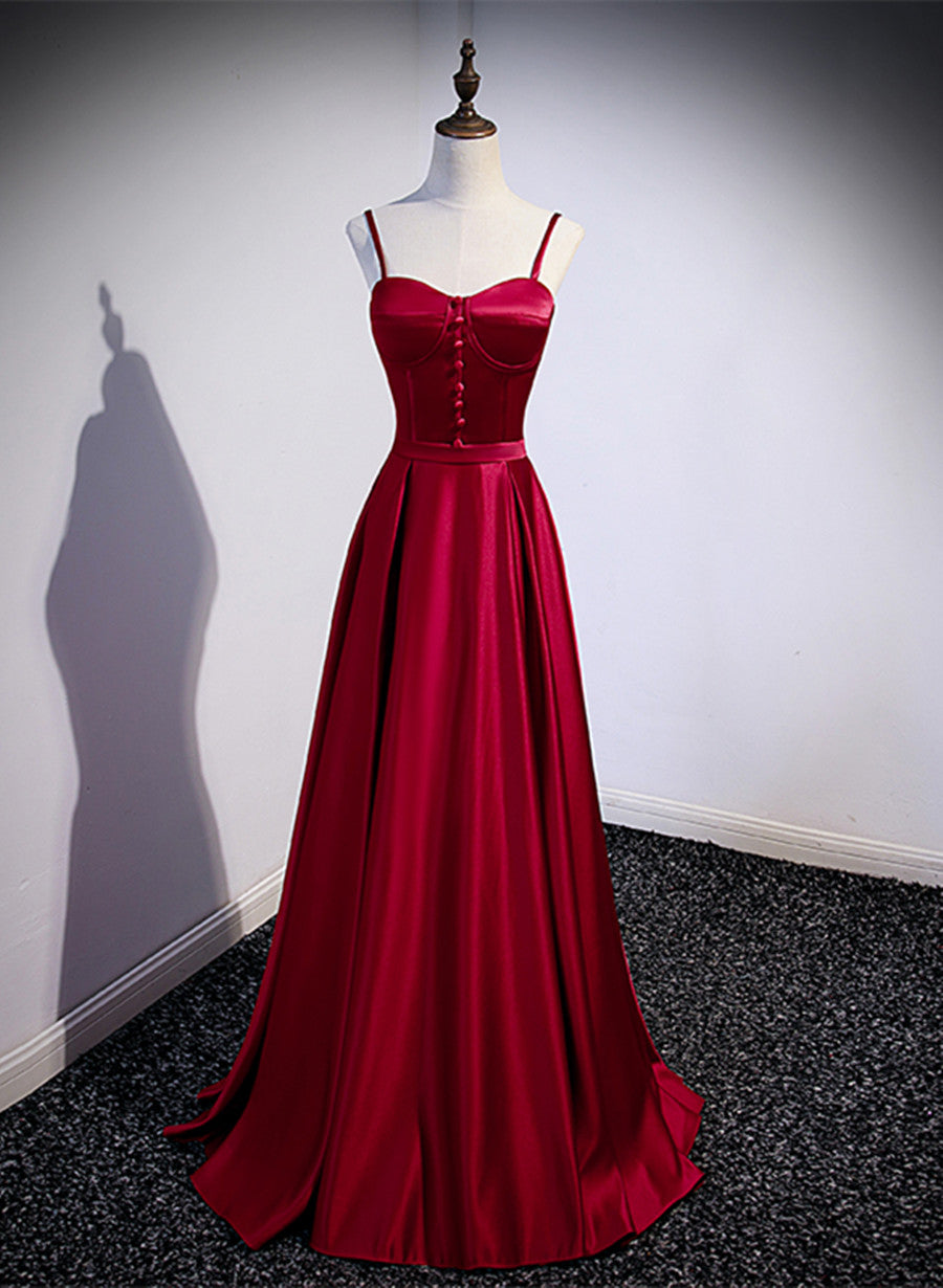 Wine Red Satin Sweetheart Simple Floor Length Prom Dress, Wine Red Eve Cutedressy Wine Red Satin Sweetheart Simple Floor Length Prom Dress, Wine Red Eve Cutedressy