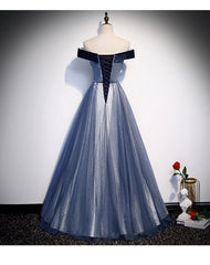 Beautiful Blue Long Party Gown, Blue Prom Dress