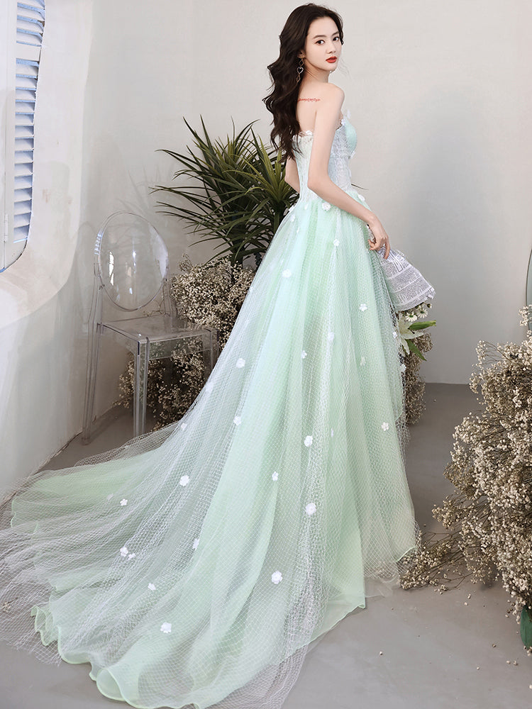 Light Green Spaghetti Strap Prom Dresses A-Line Tulle Evening Dress FD –  Viniodress