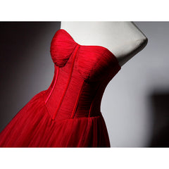 Beautiful Red Gorgeous Sweetheart Tulle Party Dress, Red Prom Dress Formal Dress