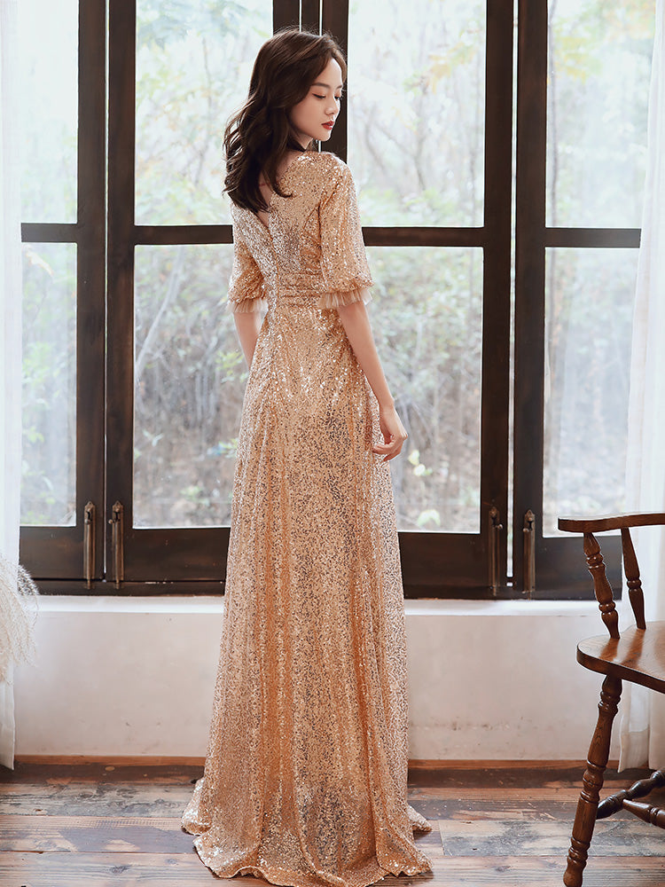 gold sequin bridesmaid dresses short short bridesmaid dress, sequin bridesmaid dress, v-neck bridesmaid dress, best sale bridesmaid dress, off shoulder bridesmaid dress, BD160707 US6
