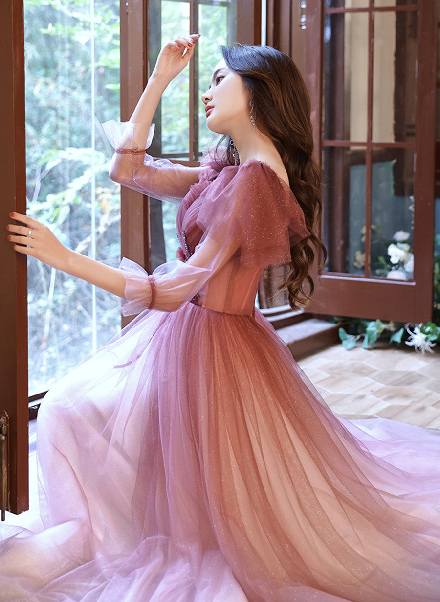 pink gradient dress Ombr Satin Midi Dress