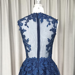 Cute Navy Blue Knee Length Homecoming Dress, Short Prom Dress