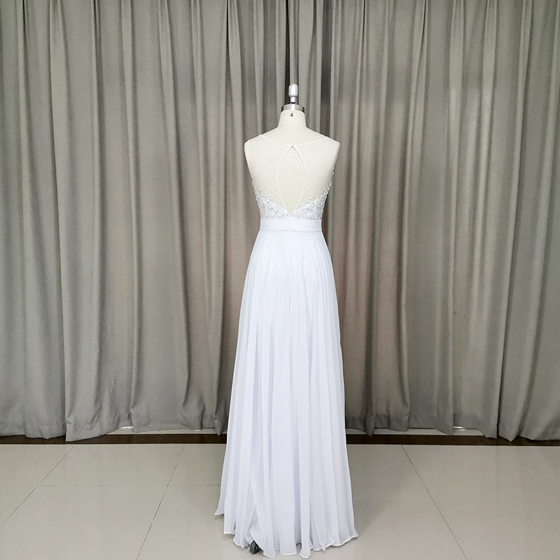 Beautiful High Quality Chiffon Long A-line Prom Dress, Lace Applique Party Dress