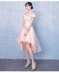 Pink High Low Party Dress , Tulle and Lace Formal Dress