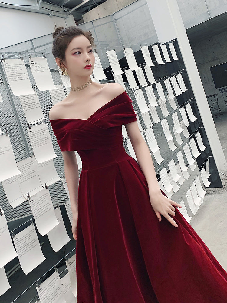 Elegant Burgundy Sleeveless A-Line Long Formal Party Dresses, DP5754 main image 1