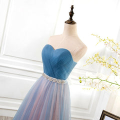 Beautiful Sweetheart Blue and Pink Bridesmaid Dress, Long Party Dress