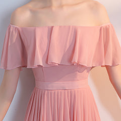 Lovely Off Shoulder Light Pink Short Bridesmaid Dress, Pink Homecoming Dresses