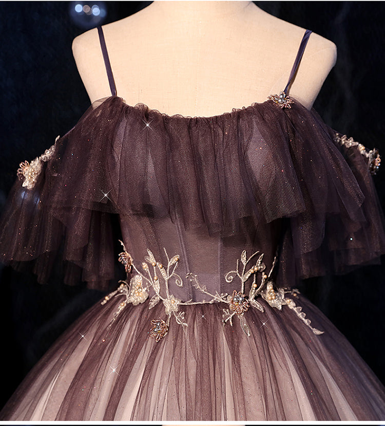 Gradient Off Shoulder Beaded Long Evening Dress, Tulle Prom Dress 2022 Cutedressy Gradient Off Shoulder Beaded Long Evening Dress, Tulle Prom Dress 2022 Cutedressy
