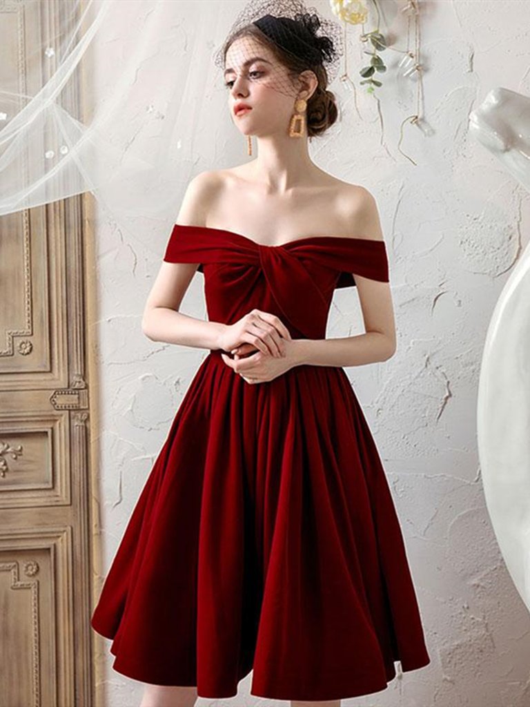 Lovely Sweetheart Wine Red Velvet Short Party Dress, Dark Red Velvet Prom Dress Homecoming Dress Lovely Sweetheart Wine Red Velvet Short Party Dress, Dark Red Velvet Prom Dress Homecoming Dress