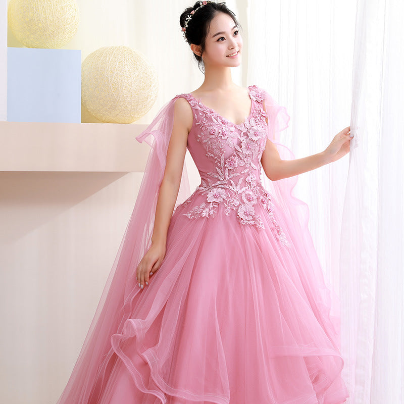 Pink Tulle Sweet 16 Party Dress with Lace Applique Formal Dress, Pink Cutedressy Pink Tulle Sweet 16 Party Dress with Lace Applique Formal Dress, Pink Cutedressy