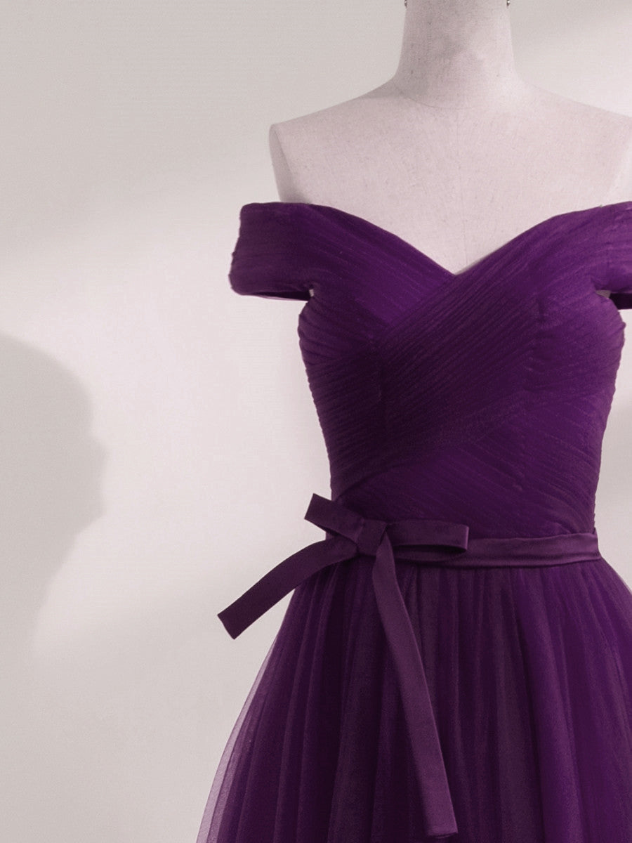 Purple A-line Sweetheart Floor Length Evening Dress Bridesmaid Dress, Purple Formal Dress