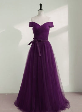 Purple A-line Sweetheart Floor Length Evening Dress Bridesmaid Dress, Purple Formal Dress