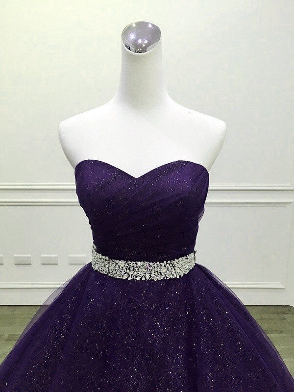 Purple Gorgeous Shiny Tulle Beaded Sweetheart Ball Gown Formal Dresses Cutedressy Purple Gorgeous Shiny Tulle Beaded Sweetheart Ball Gown Formal Dresses Cutedressy