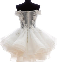 White Lovely Applique Party Dresses, Charming Formal Dresses, Homecoming Dresses