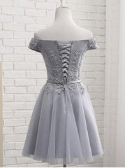 Grey Short Bridesmaid Dress, Grey Party Dress, Grey Formal Dress