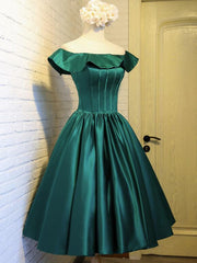 Dark Green Off Shoulder Vintage Evening Party Dress, Classical Party Dress, Formal Dress