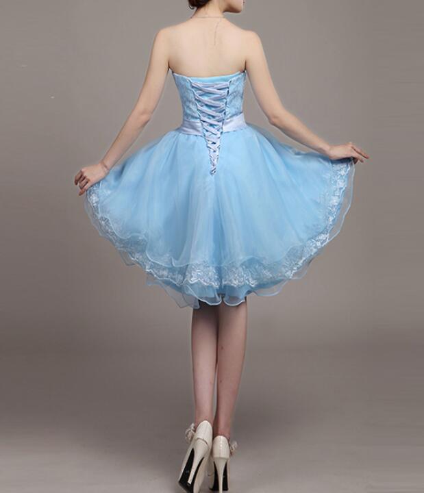 Light Blue Lace and Organza High Low Dresses, High Low Party Dresses, – Cutedressy Light Blue Lace and Organza High Low Dresses, High Low Party Dresses, – Cutedressy