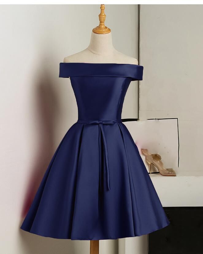 Charming Simple Knee Length Prom Dress , Short Satin Formal Dress Cutedressy Charming Simple Knee Length Prom Dress , Short Satin Formal Dress Cutedressy