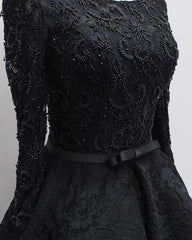 Fashionable Long Sleeves Lace High Low Beaded Prom Dress, New Party Dress