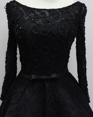 Fashionable Long Sleeves Lace High Low Beaded Prom Dress, New Party Dress
