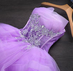 Lovely Purple Tulle Short Party Dress, Cute Homecoming Dress 