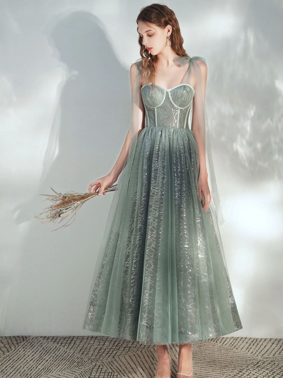 green dress for teens Long draped dress - Teen
