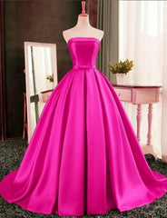 Wine Red Satin Long Formal Gown, Burgundy Sweet 16 Dresses, Cute Party Gowns