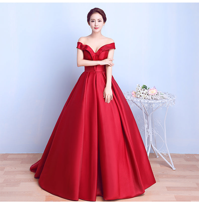 Red Soft Satin Long Party Dress Evening Dress, Red A-line Formal Dress