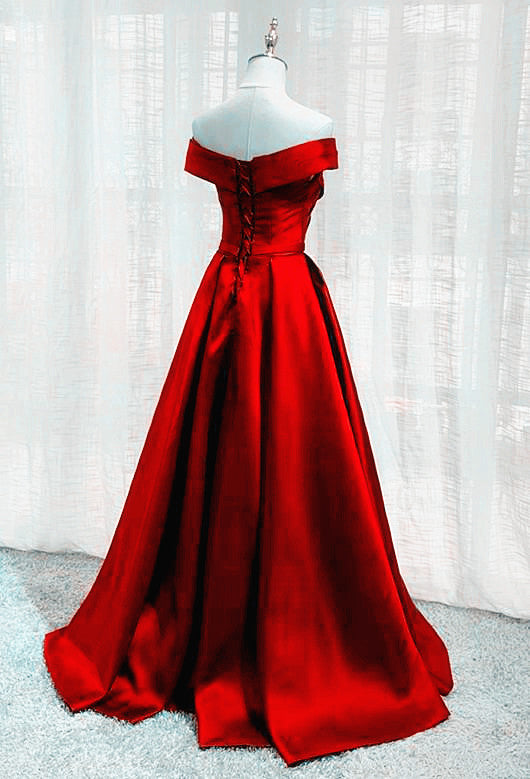 Red Sweerheart Satin A-line Floor Length Party Dress, Red Prom Dress E Cutedressy Red Sweerheart Satin A-line Floor Length Party Dress, Red Prom Dress E Cutedressy