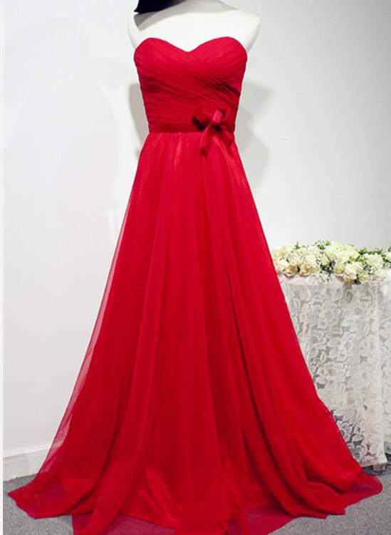 Pretty Red Chiffon Long Prom Dress , Red Formal Gowns, Party Dresses