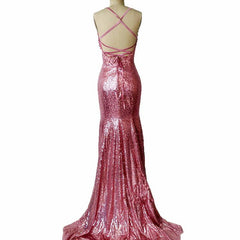 Charming Pink Sequins Long Party Dress, Sexy Women Party Dress